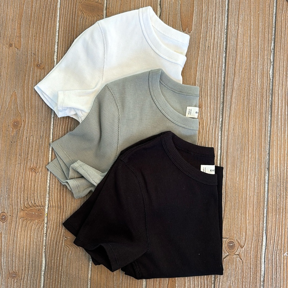 Everlane The 90s Cropped Ribbed Tees Set of Three Size Small